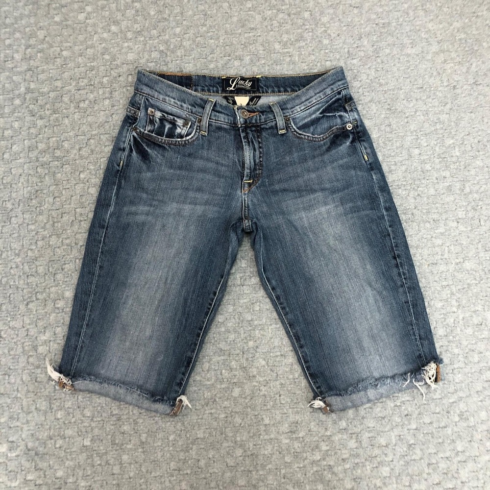Lucky Brand Denim Shorts Womens 2/26 Blue New Easy Rider Cutoff Frayed Hem Norm